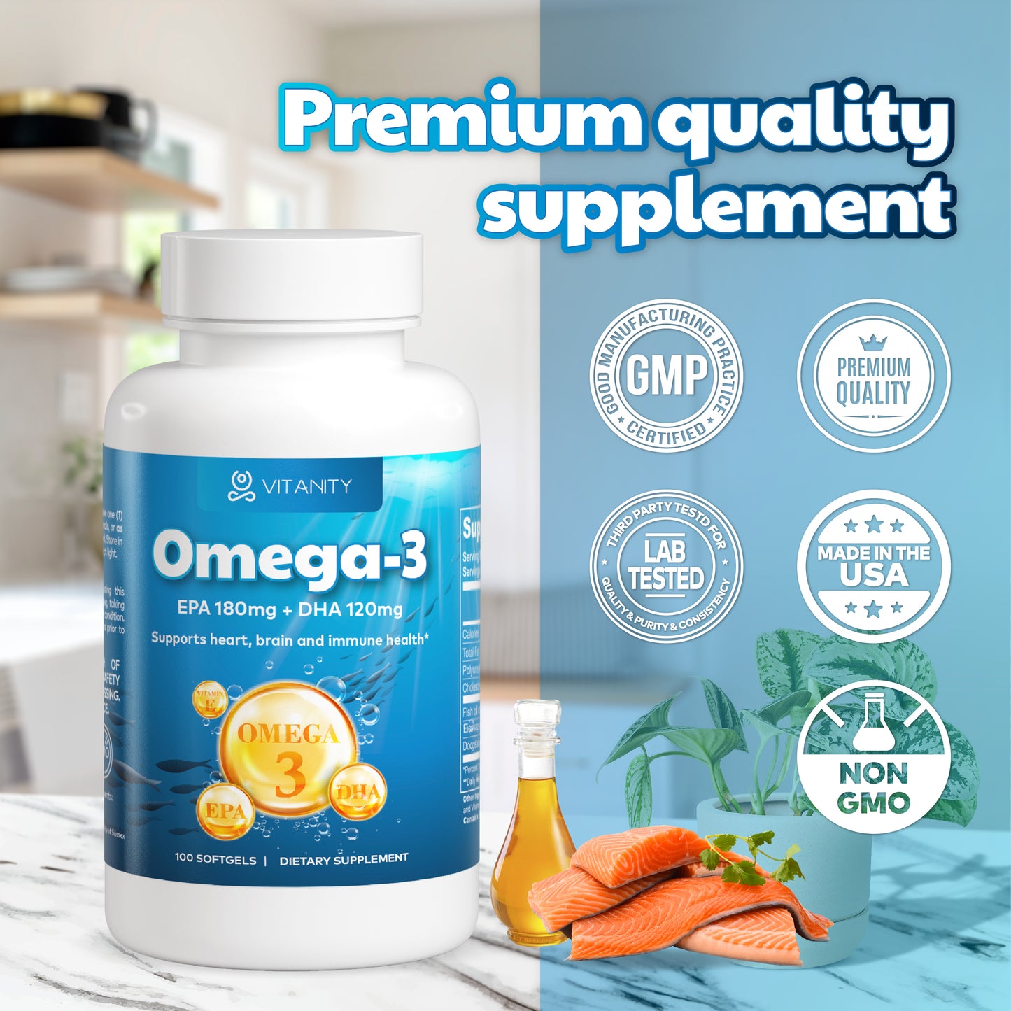 Omega-3 Fish Oil - Pure EPA & DHA for Heart & Mind