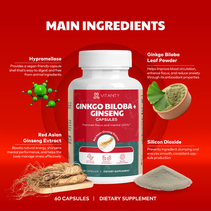 Ginkgo Biloba & Ginseng - Herbal Wellness & Brain Support