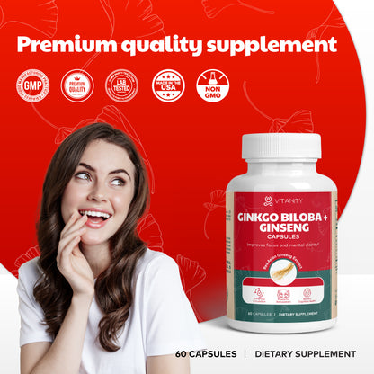 Ginkgo Biloba & Ginseng - Herbal Wellness & Brain Support