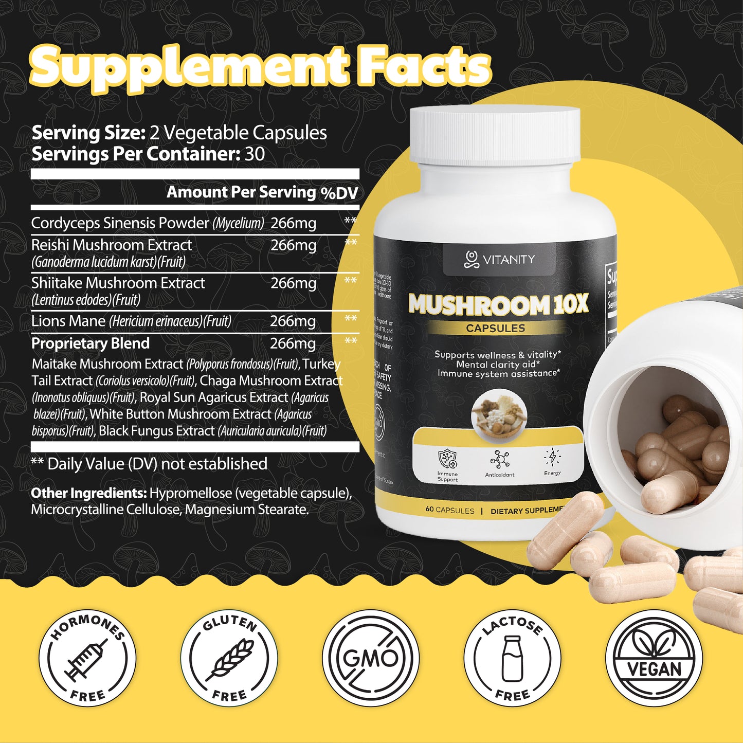 Mushroom Complex 10 X – Cognitive Clarity & Immune Support