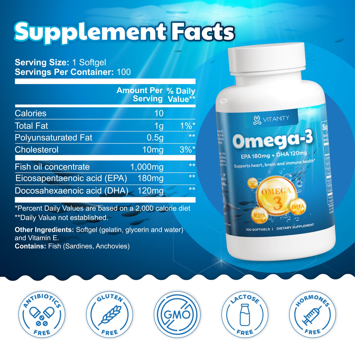 Omega-3 Fish Oil - Pure EPA & DHA for Heart & Mind