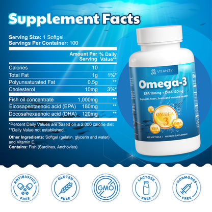 Omega-3 Fish Oil - Pure EPA & DHA for Heart & Mind